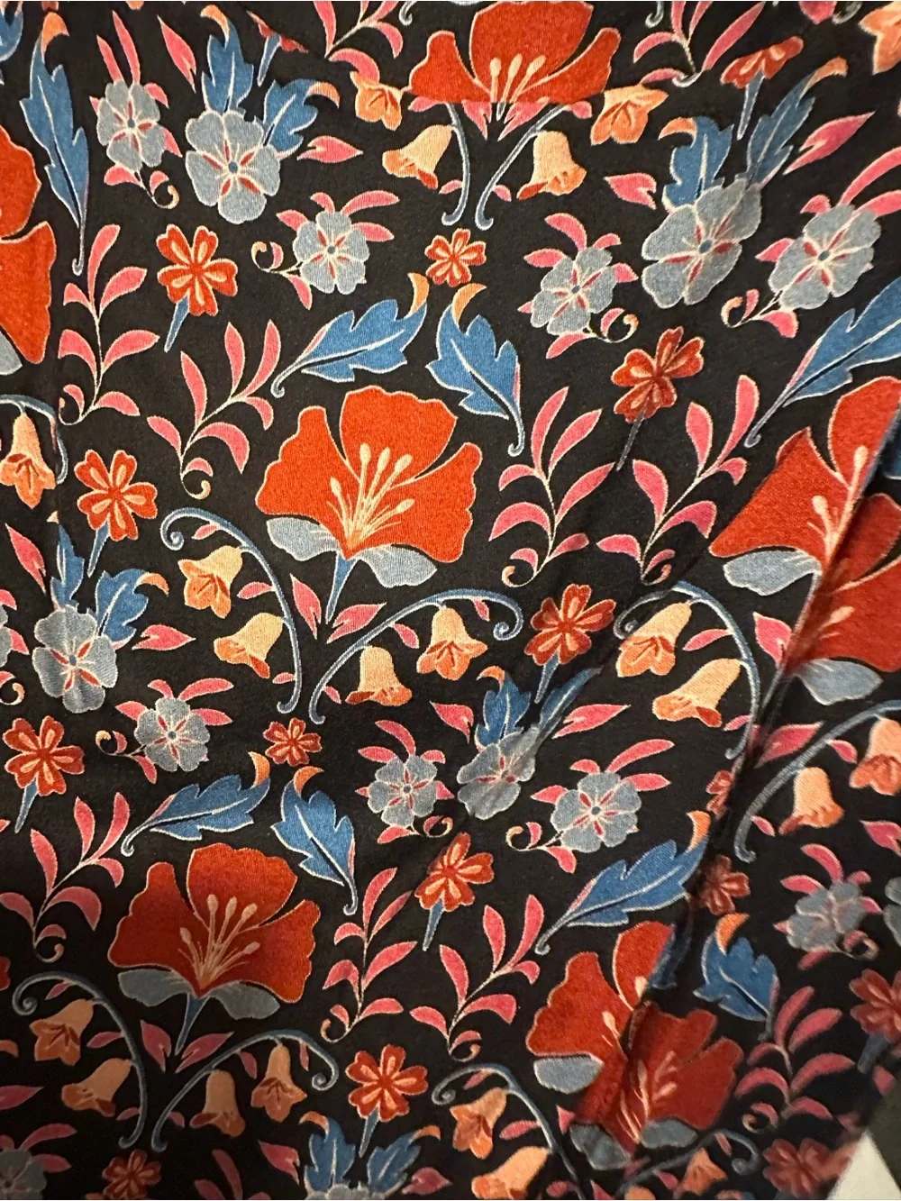Free People Black Floral Mini Dress with Red and Blue Flowers